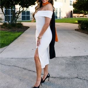 WINDSOR White midi dress